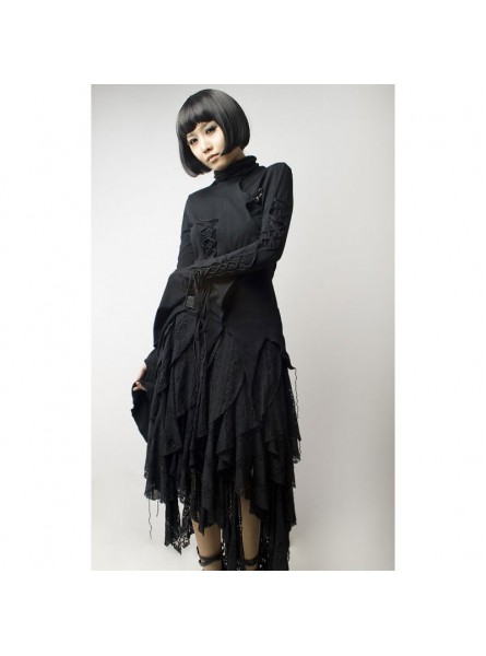 Black mysterious Goth Skirt,Dance-punk,street fashion lolita clothing