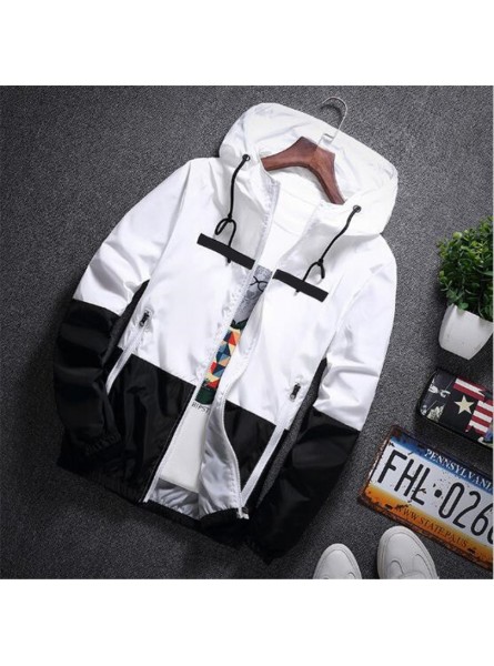 New Spring Autumn Bomber Hooded Jacket Men Casual Slim Patchwork Windbreaker Jacket Male Outwear Zipper Thin Coat Brand Clothing