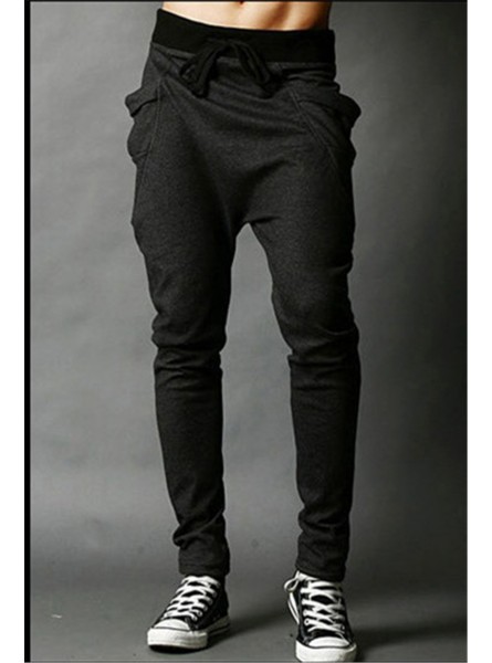 New Trend Men Casual Pants High Quality Hip Hop Harem Outwear Pants Big Pockets Solid Sweatpants