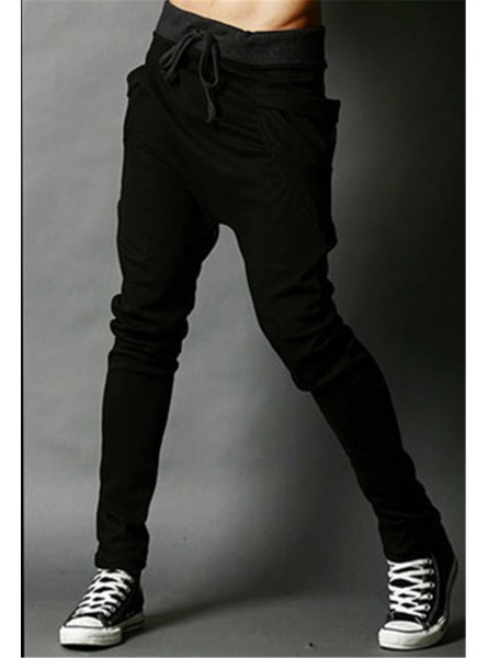 New Trend Men Casual Pants High Quality Hip Hop Harem Outwear Pants Big Pockets Solid Sweatpants