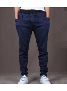 New Trend Men Casual Pants High Quality Hip Hop Harem Outwear Pants Big Pockets Solid Sweatpants