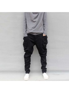 Casual Plus Size Black Cargo Pants For Men Cotton Loose Baggy Harem Pants Big Side Pockets Hip Hop Pants Pantalon Homme M-6XL