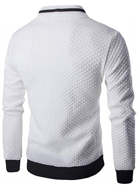 Mens Casual Diamond Zipper up Jacket Coat with Pockets