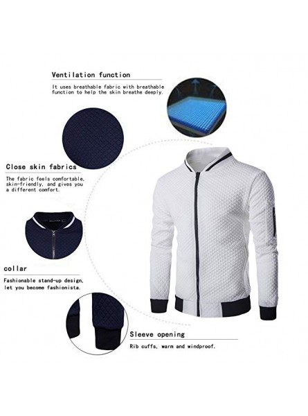 Mens Casual Diamond Zipper up Jacket Coat with Pockets