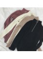 Zipper Turtleneck Solid Women Sweater Skinny Elastic Knitted Full Sleeve Pullover