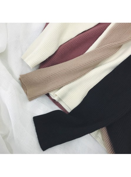 Zipper Turtleneck Solid Women Sweater Skinny Elastic Knitted Full Sleeve Pullover