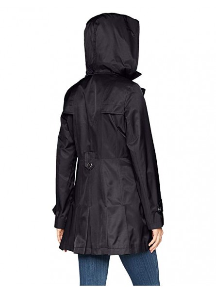 Women's Single-Breasted Belted Trench Coat with Hood