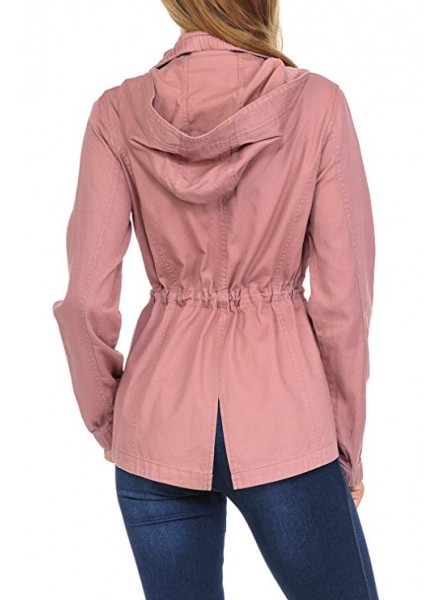 Women's Premium Vintage Wash Lightweight Military Fashion Twill Hoodie Jacket