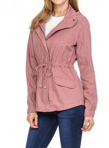 Women's Premium Vintage Wash Lightweight Military Fashion Twill Hoodie Jacket