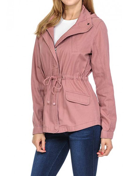 Women's Premium Vintage Wash Lightweight Military Fashion Twill Hoodie Jacket