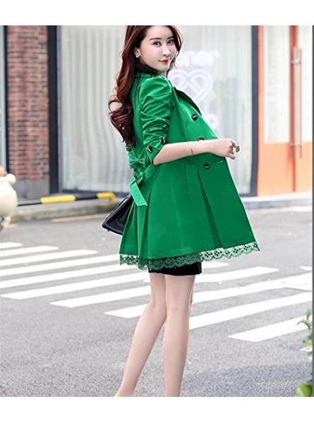 Women Elegant Double Breasted Belted Long Jacket Trenchcoat