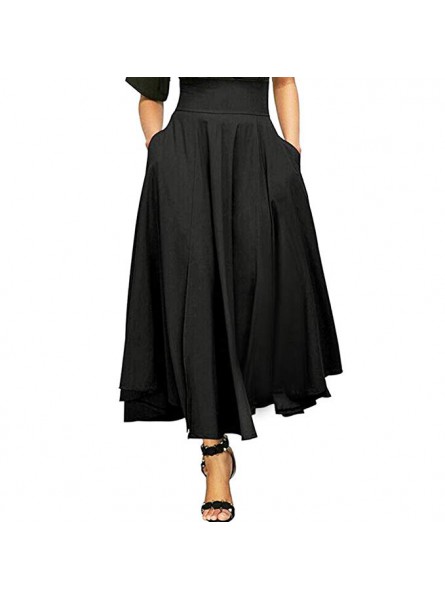 High Waist Pleated A Line Long Skirt Women Front Slit Belted Maxi Skirt