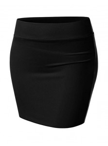 Womens Waistband Double Layered Pencil Midi Skirt