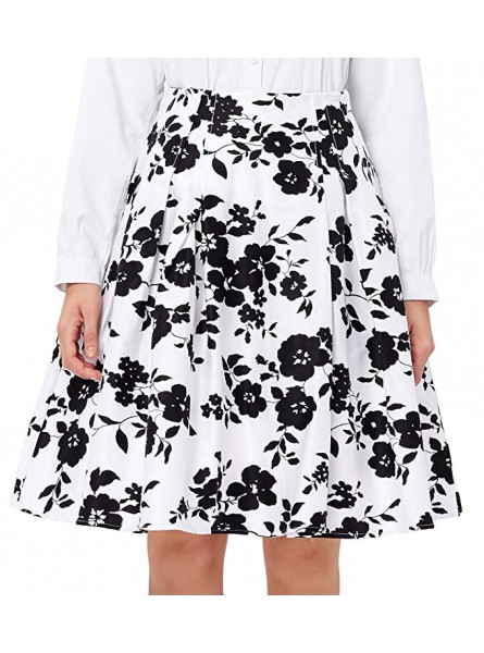 Women Vintage Pleated A Line Flare Skirt with Pockets