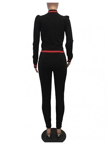 Women's 2 Pieces Outfits Long Sleeve Zipper Jacket and Pants Set Tracksuits